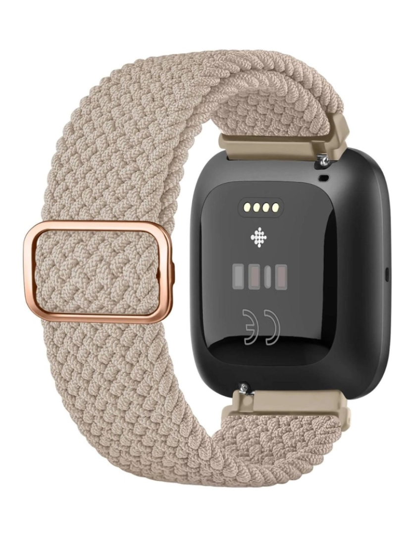 imagem de Bracelete em Nylon trançada ajustável para Fitbit Versa Bege2