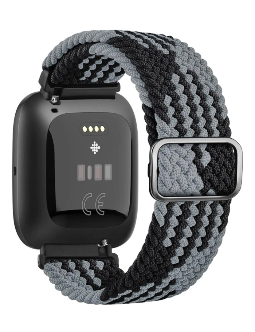 imagem de Bracelete em Nylon trançada ajustável para Fitbit Versa Preto e cinzento1