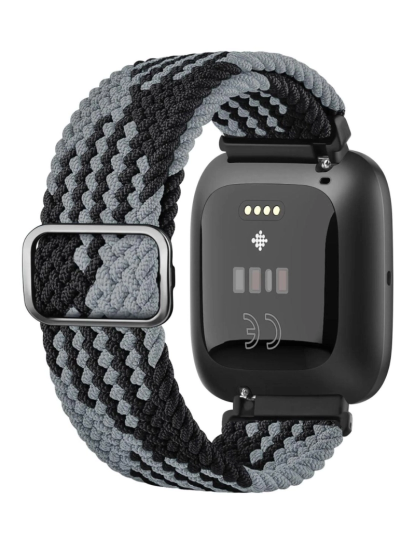 imagem de Bracelete em Nylon trançada ajustável para Fitbit Versa Preto e cinzento2