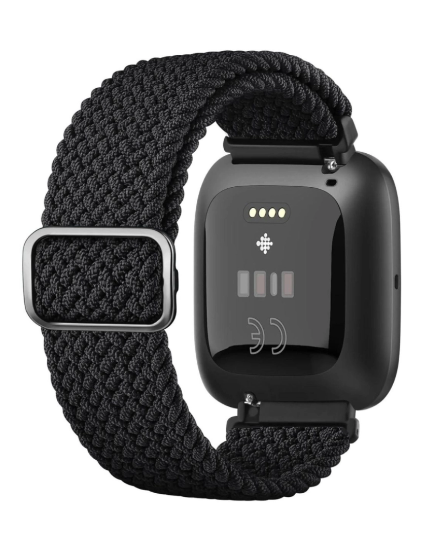 imagem de Bracelete em Nylon trançada ajustável para Fitbit Versa Preto2