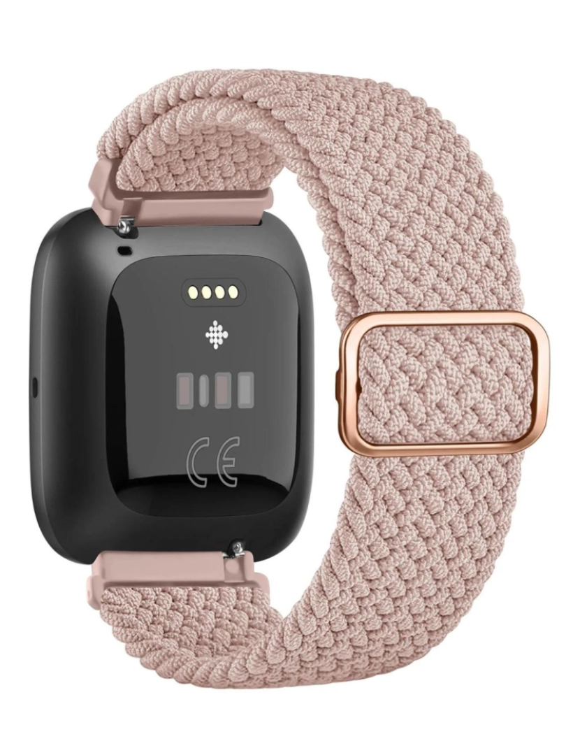 Antiimpacto! - Bracelete em Nylon trançada ajustável para Fitbit Versa Rosa