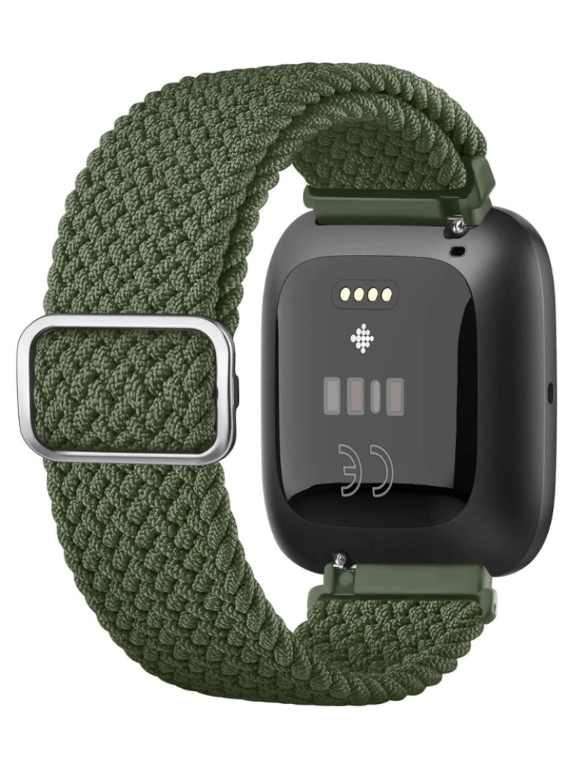 imagem de Bracelete em Nylon trançada ajustável para Fitbit Versa Verde escuro2