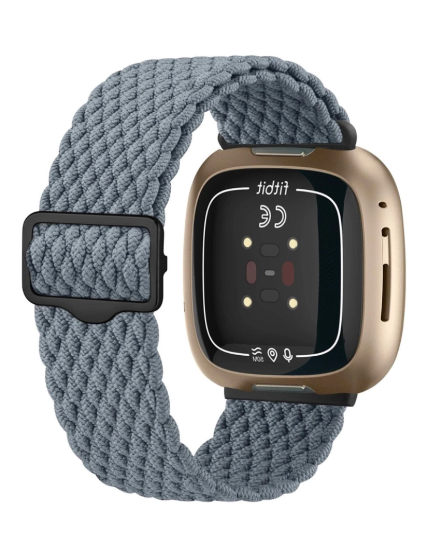 imagem de Bracelete em Nylon trançada ajustável para Fitbit Versa 3 Azul cinzento2