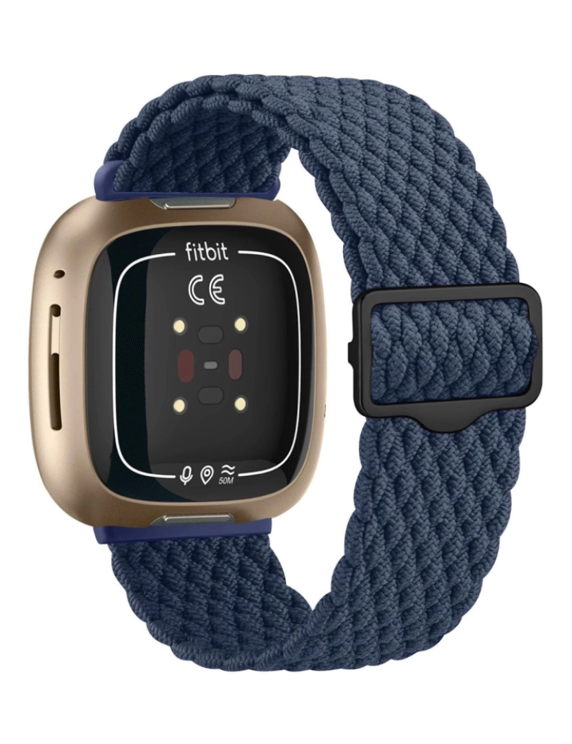 Antiimpacto! - Bracelete em Nylon trançada ajustável para Fitbit Versa 3 Azul escuro