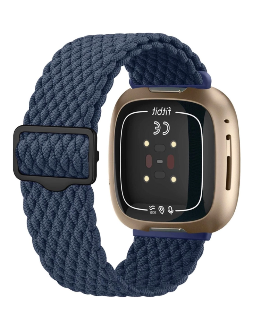 imagem de Bracelete em Nylon trançada ajustável para Fitbit Versa 3 Azul escuro2