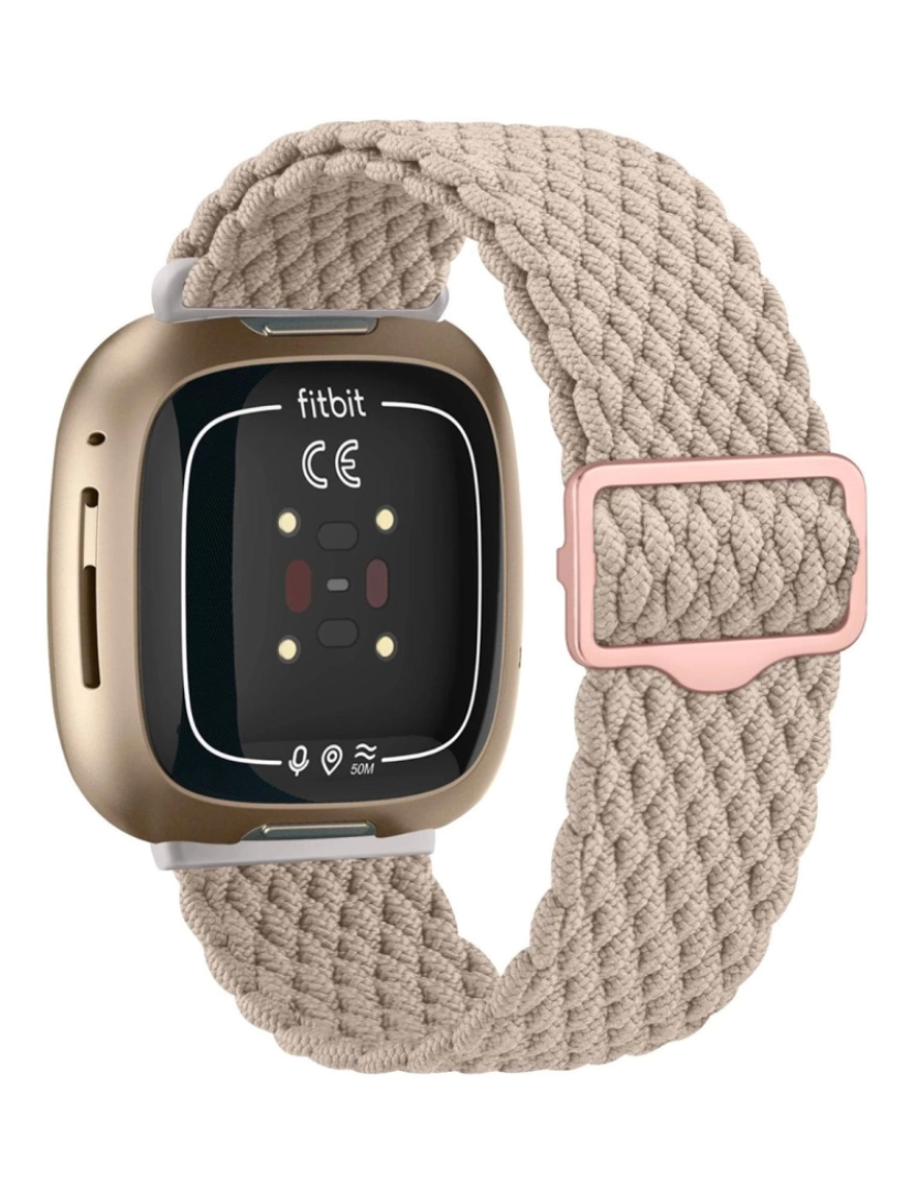 imagem de Bracelete em Nylon trançada ajustável para Fitbit Versa 3 Bege1