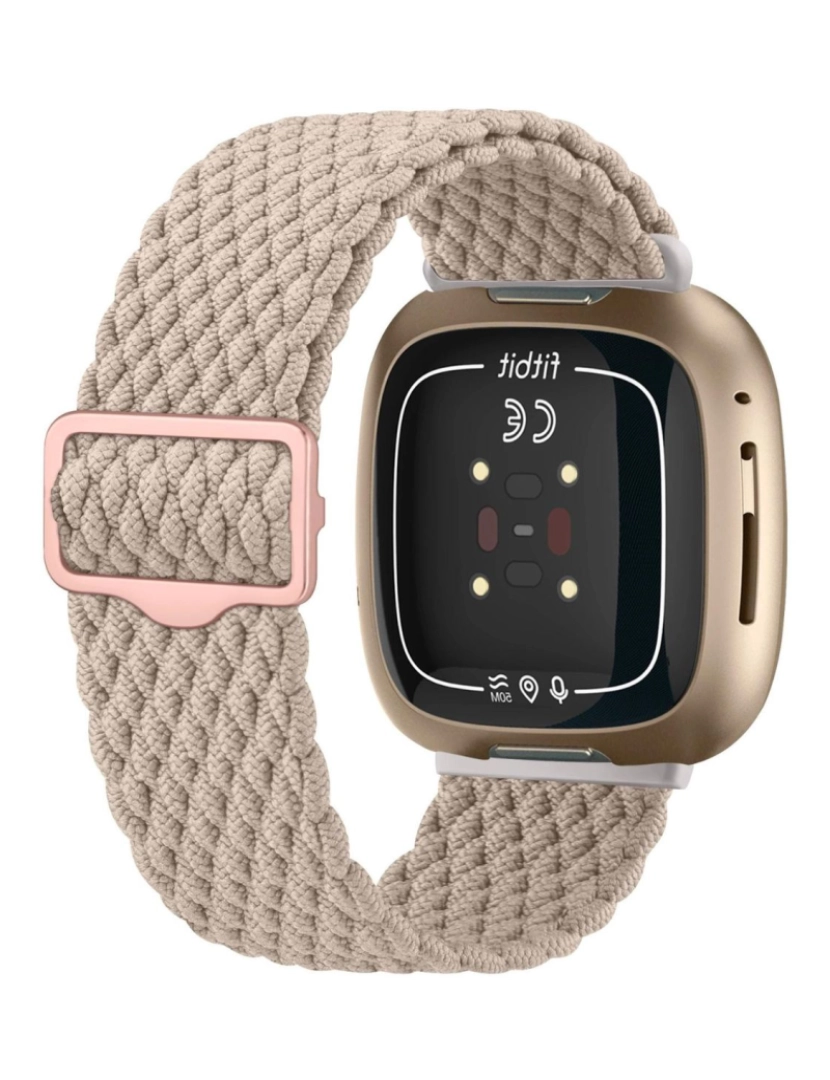 imagem de Bracelete em Nylon trançada ajustável para Fitbit Versa 3 Bege2