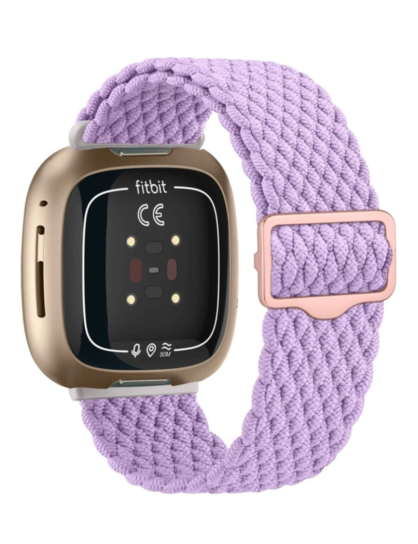 Antiimpacto! - Bracelete em Nylon trançada ajustável para Fitbit Versa 3 Lavanda