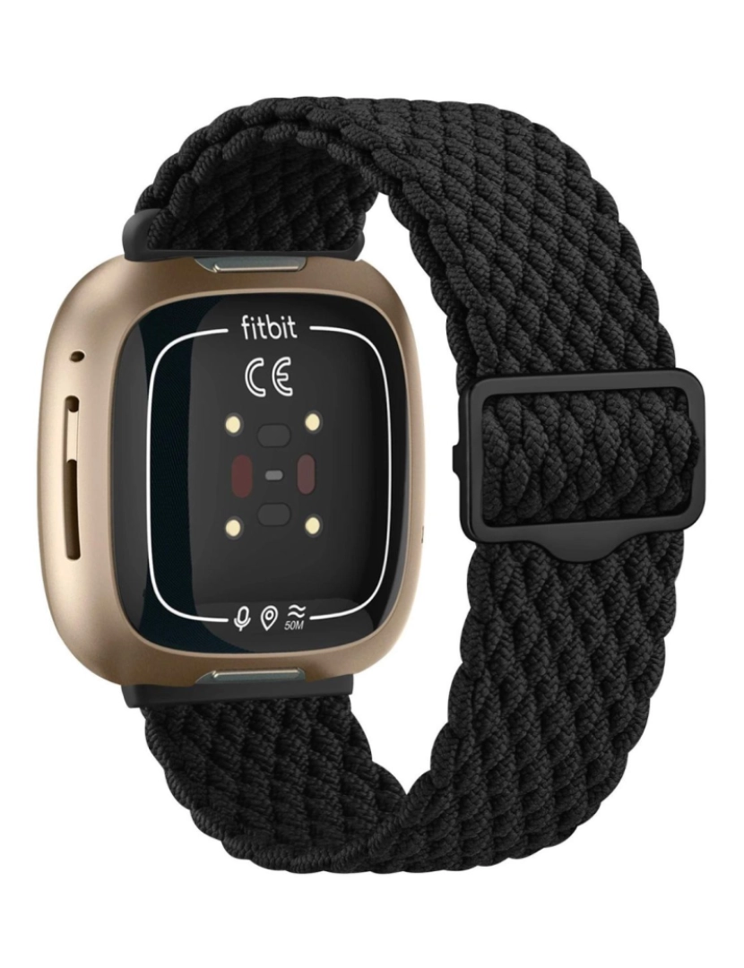 imagem de Bracelete em Nylon trançada ajustável para Fitbit Versa 3 Preto1