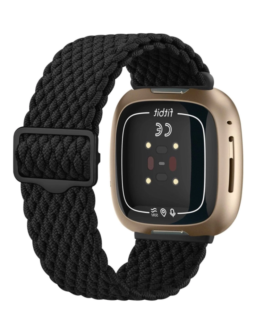 imagem de Bracelete em Nylon trançada ajustável para Fitbit Versa 3 Preto2