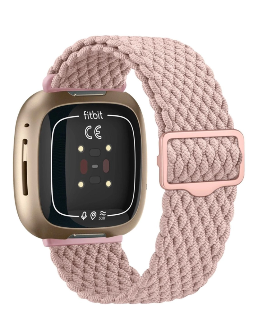 imagem de Bracelete em Nylon trançada ajustável para Fitbit Versa 3 Rosa1