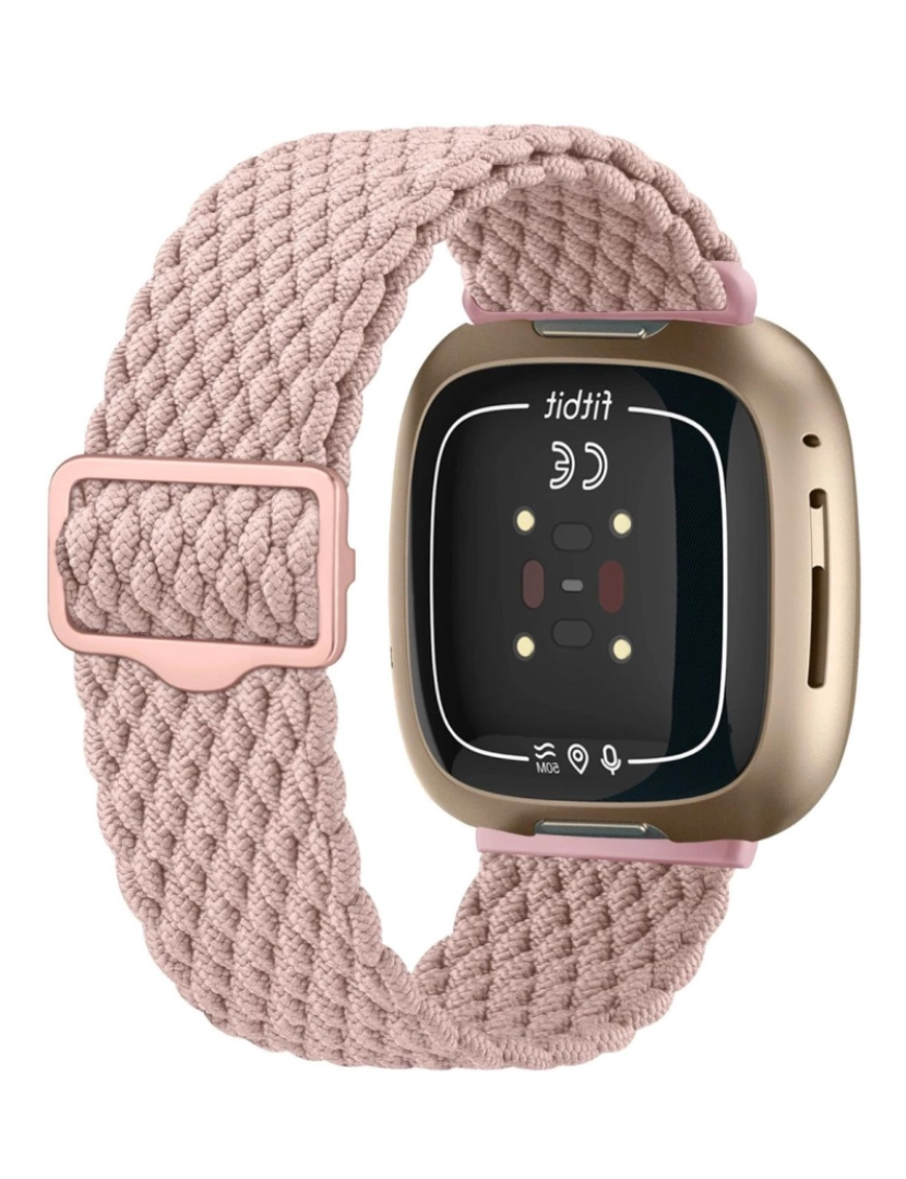 imagem de Bracelete em Nylon trançada ajustável para Fitbit Versa 3 Rosa2