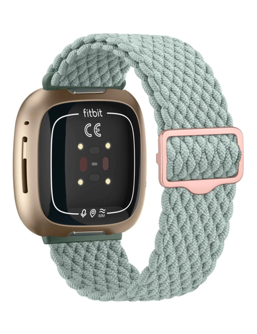 imagem de Bracelete em Nylon trançada ajustável para Fitbit Versa 3 Verde Claro1