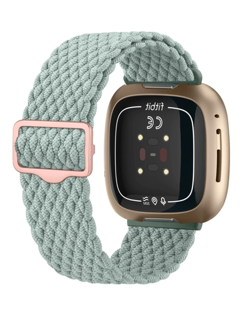 imagem de Bracelete em Nylon trançada ajustável para Fitbit Versa 3 Verde Claro2