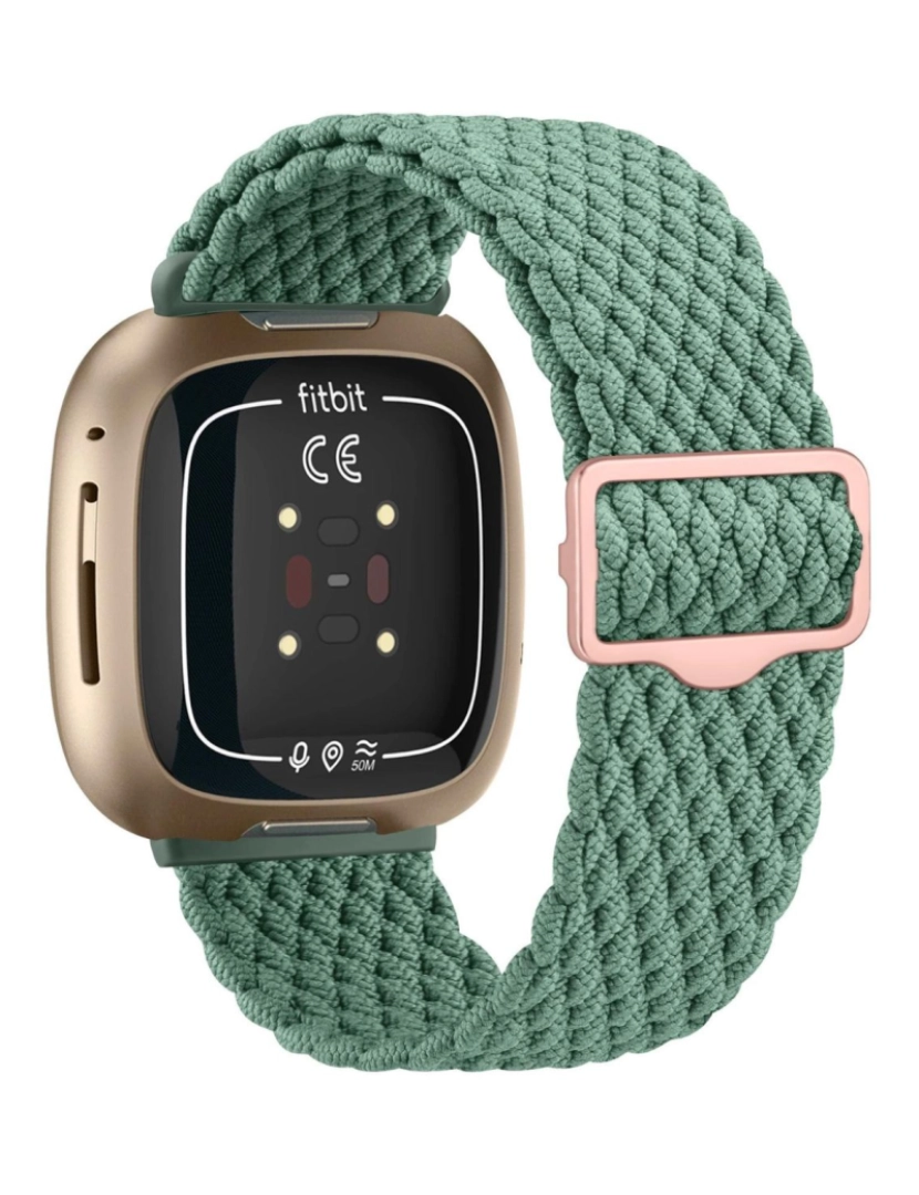 Antiimpacto! - Bracelete em Nylon trançada ajustável para Fitbit Versa 3 Verde