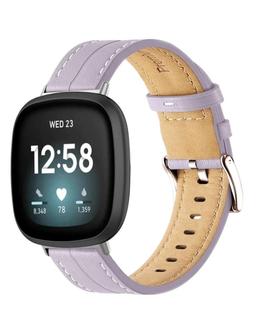 Antiimpacto! - Bracelete em pele PU com costura para Fitbit Versa Lite Lavanda