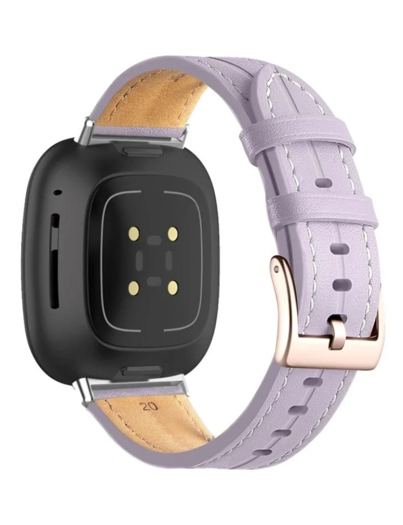 imagem de Bracelete em pele PU com costura para Fitbit Versa Lite Lavanda2