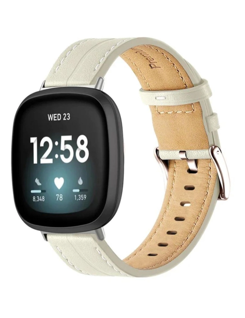 Antiimpacto! - Bracelete em pele PU com costura para Fitbit Versa Luz das Estrelas