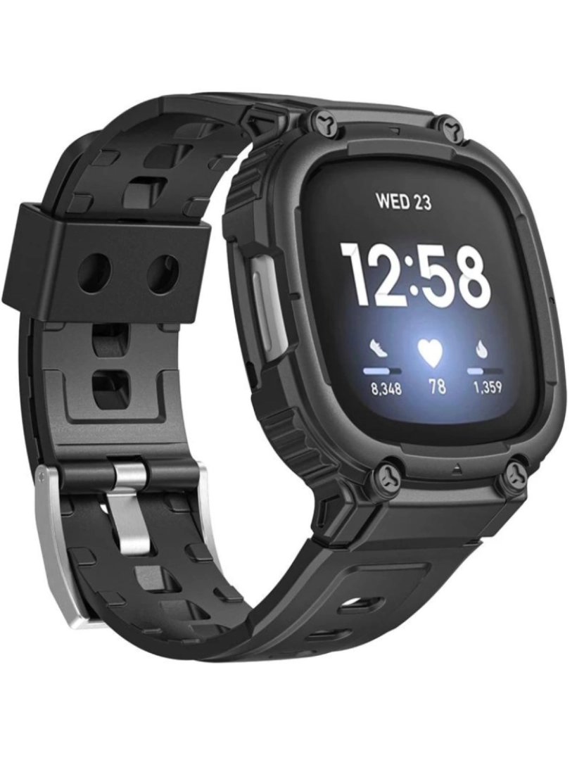 Antiimpacto! - Pack 360 capa bracelete robusto para Fitbit Versa 4 Preto