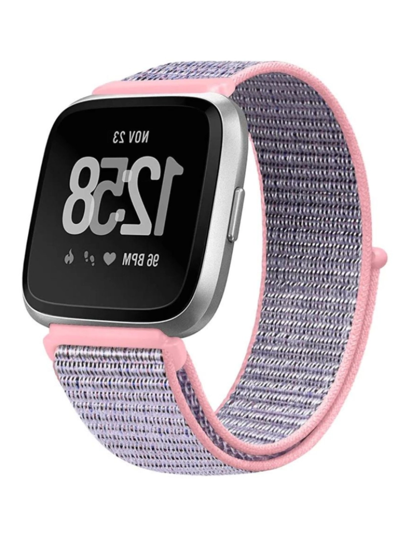 imagem de Bracelete Loop desportiva em nylon para Fitbit Versa 3 Rosa areia2