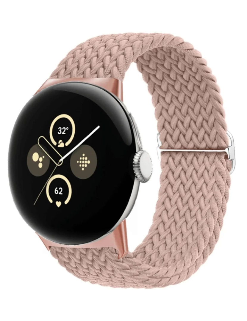 Antiimpacto! - Bracelete em Nylon trançada ajustável para Google Pixel Watch Rosa areia