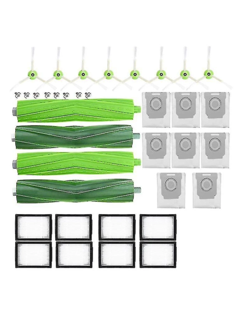 Crosmart - Filtro de pincel lateral principal e substituição do saco de poeira para o iRobot Roomba i7