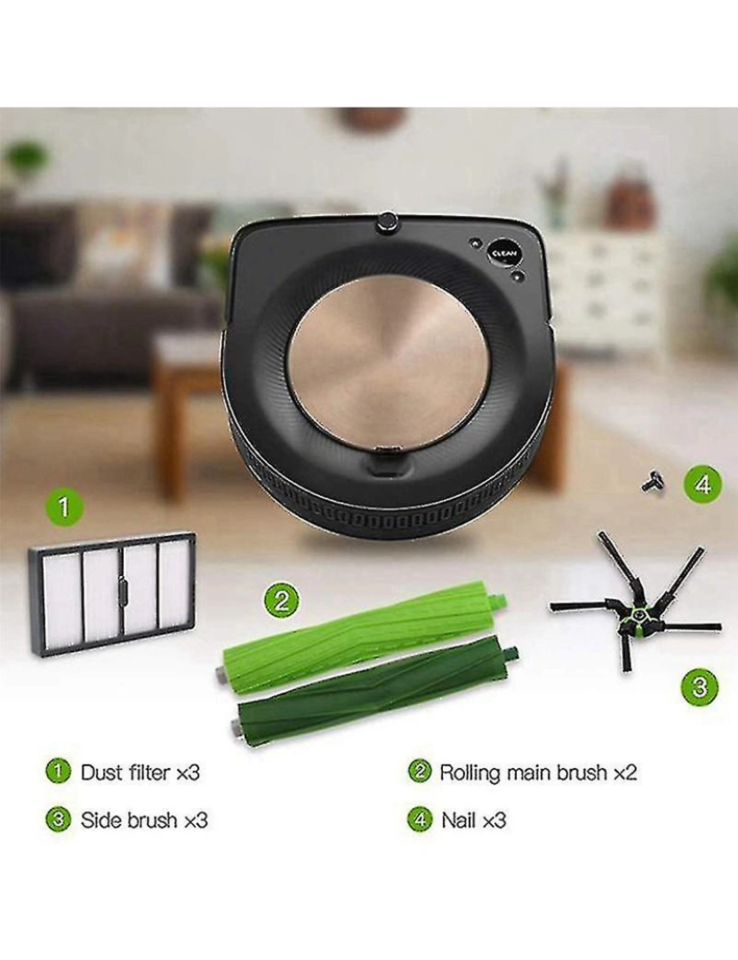 imagem de Para IroBOT Roomba S9 (9150) S9+ S9 Plus Filtro HEPA de escova lateral principal3