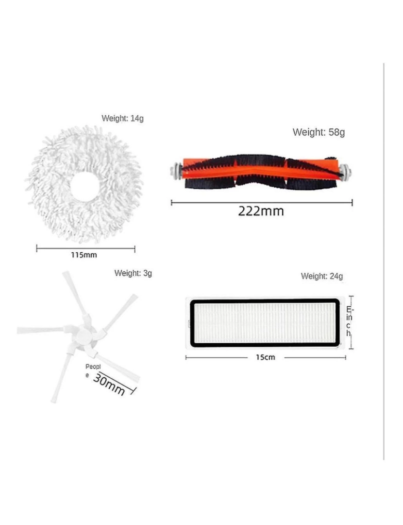 imagem de MOP do filtro de pincel lateral da escova principal para bot W10 W10PRO Kit de acessório de substituição de pó de pó de pó4