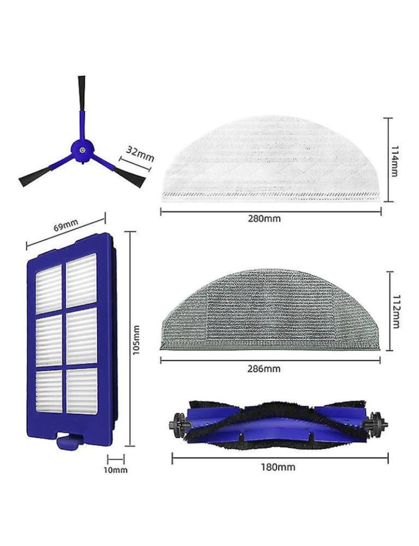 imagem de Para o vácuo do robô X8 Acessórios Pincel principal, pincel lateral, filtro e pano de esfregão2