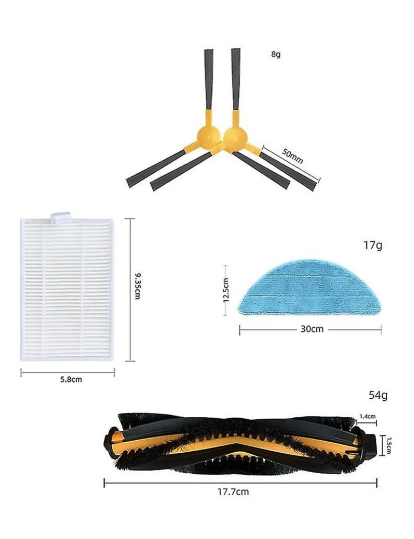 imagem de Para Abir X5 x6 x8 robô aspirador de pó de rolos principal pincel de pincel lateral filtro de esfrego4