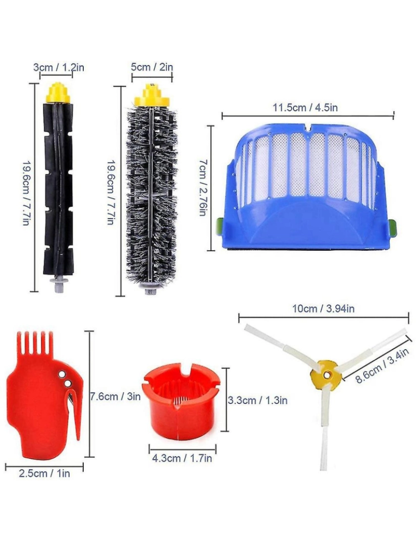 imagem de Substituição Bruscos laterais da escova principal Filtros HEPA para 600 séries 630 650 Robot Acesso a pó de pó de robô2