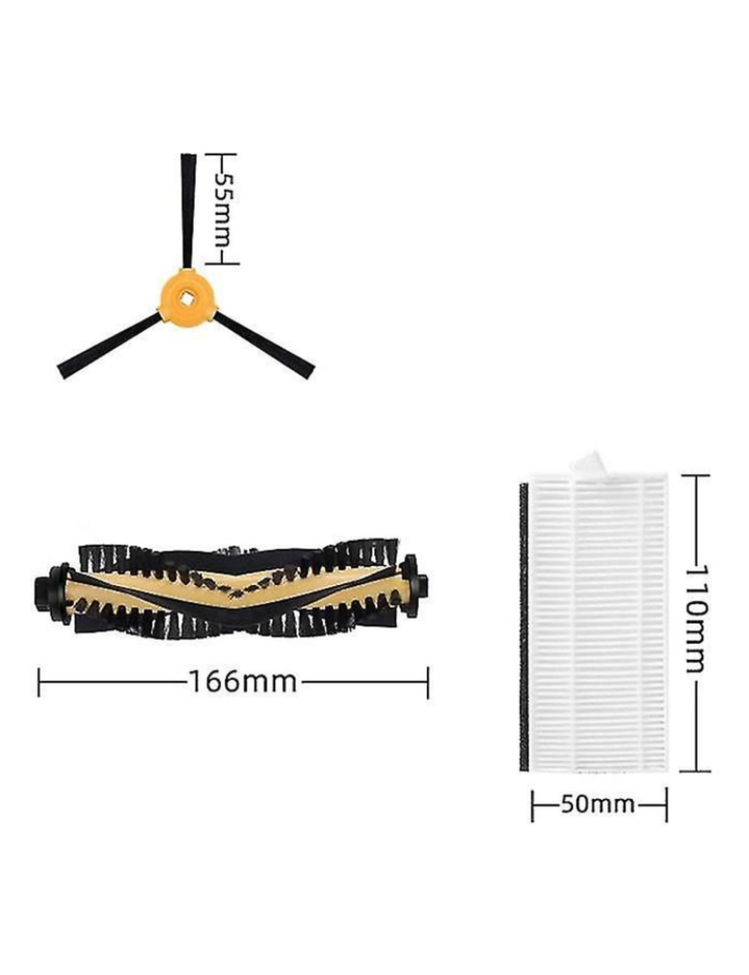 Crosmart - Peças a vácuo Peças de filtro HEPA primário Brush lateral para Deebot N79/500 Airador de peças de limpeza Sweepin Sweepin