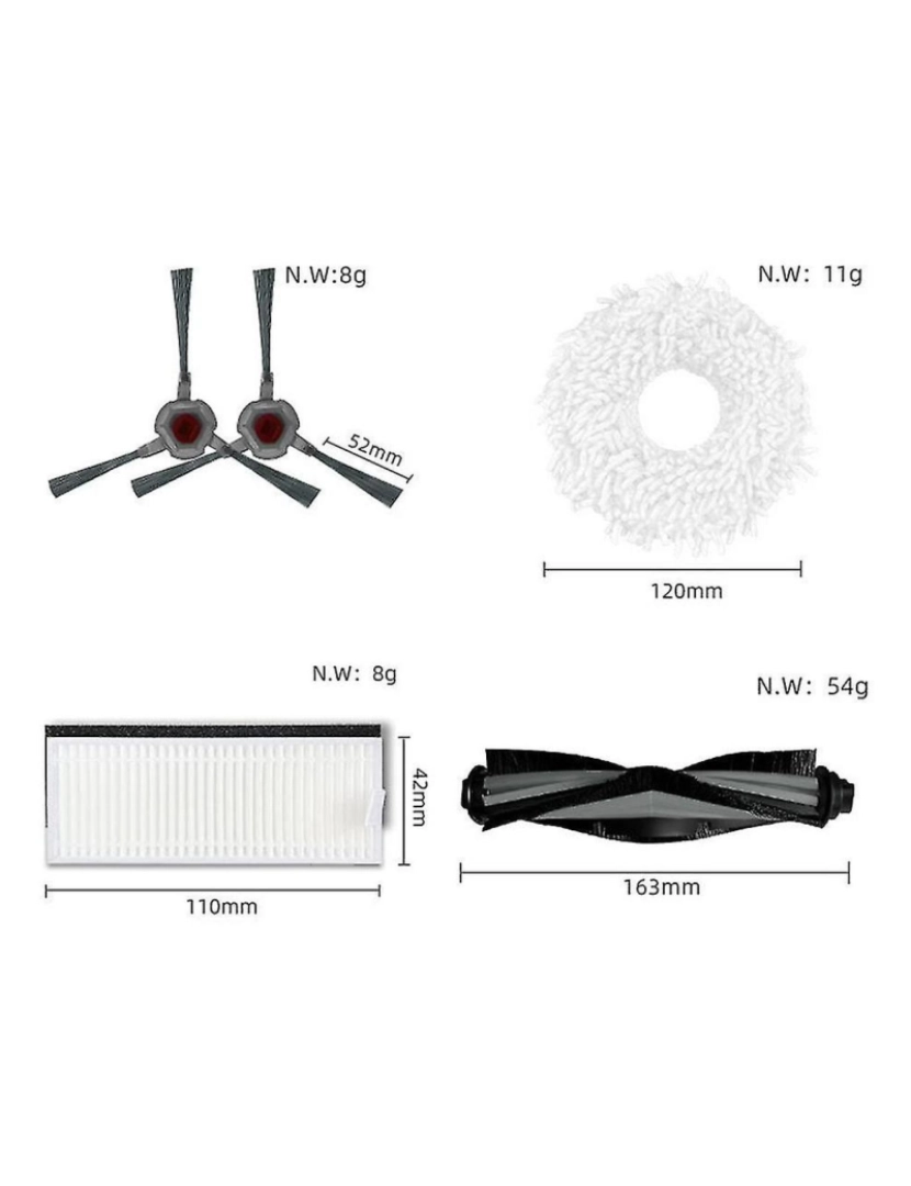 imagem de Para Deebot N9+ Acessórios Robôs Vacuum Cleaner com Limpeza de filtro de esfregaços de escova principal lateral3