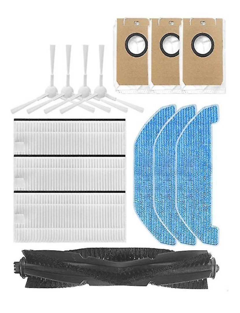 imagem de Escova de rolo, escova lateral, pano de filtro e acessórios de substituição de bolsa de poeira para Q11 Robot Vacuu2