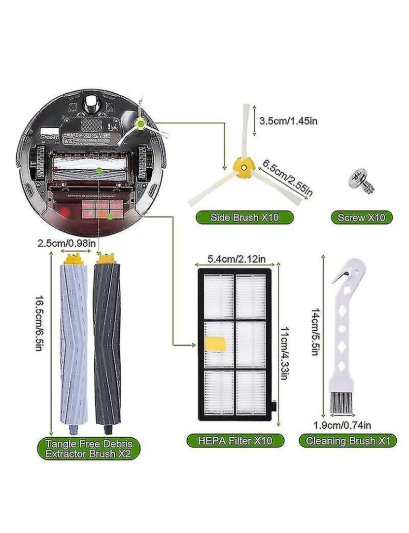 imagem de Brush lateral do pincel principal filtro Hepa para iRobot Roomba 800Series 870 8712