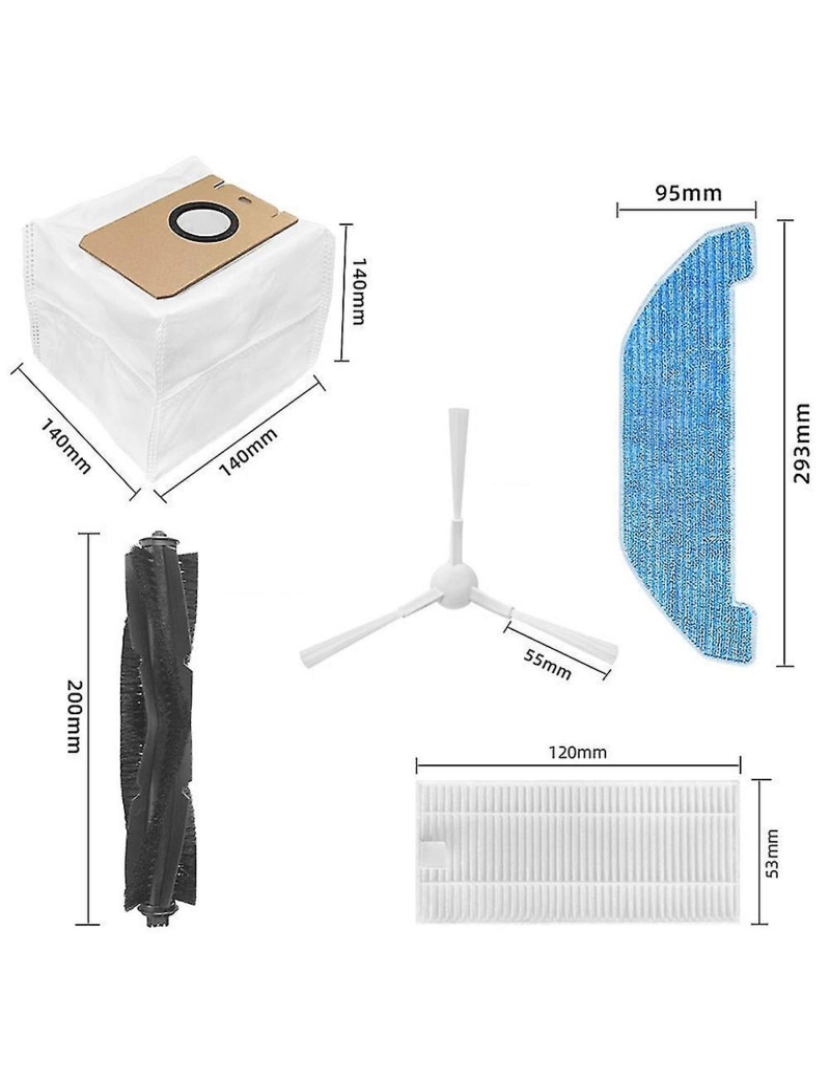 imagem de Bruscada principal, filtro de pincel lateral e acessórios de kit de substituição do saco de poeira para o vácuo robótico Q11 limpo2