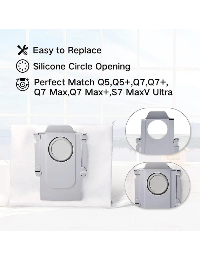 imagem de Saco de poeira para Q5+ S7 MAXV Ultra Robot Vacuum, 3L Compatível com saco de acuum de grande capacidade (4pcs)3