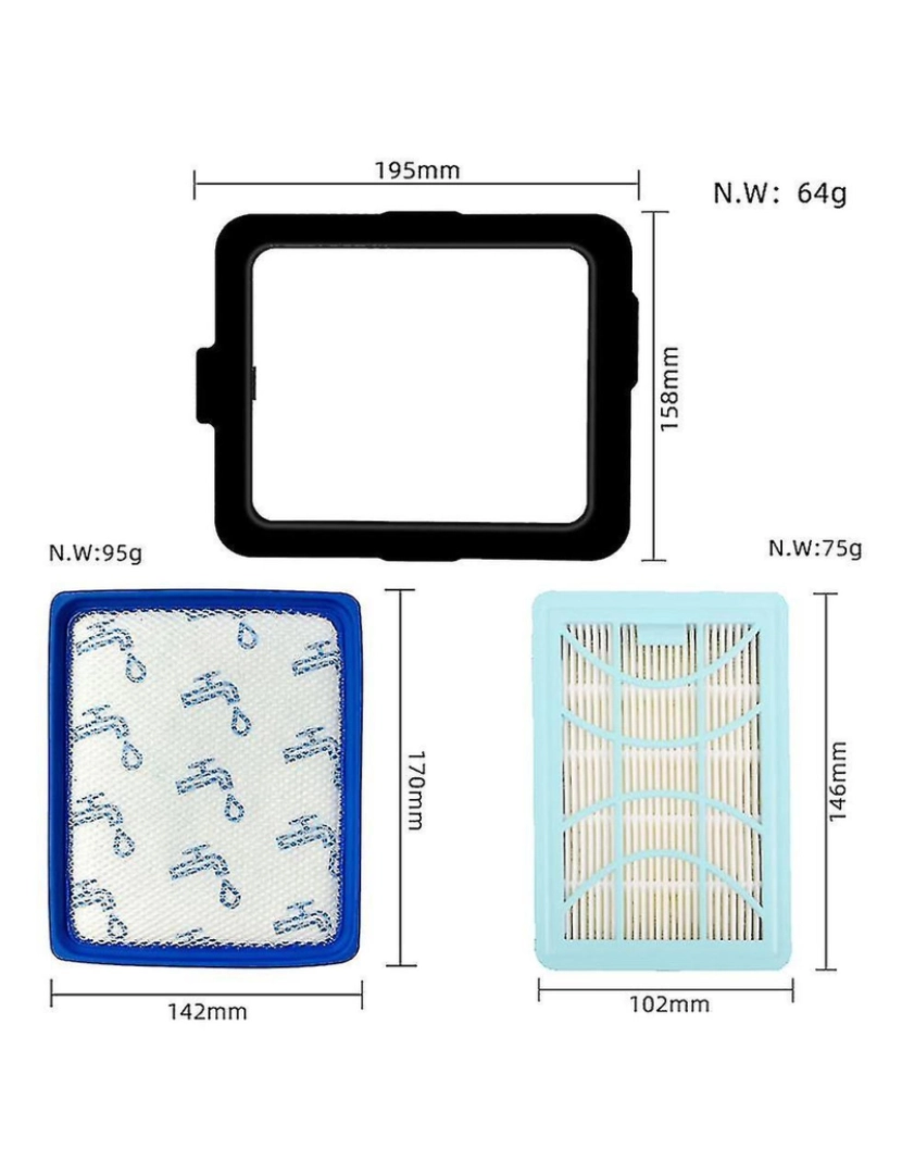 imagem de Filtro de entrada lavável e filtro de escape para Philips CP0616 FC97282