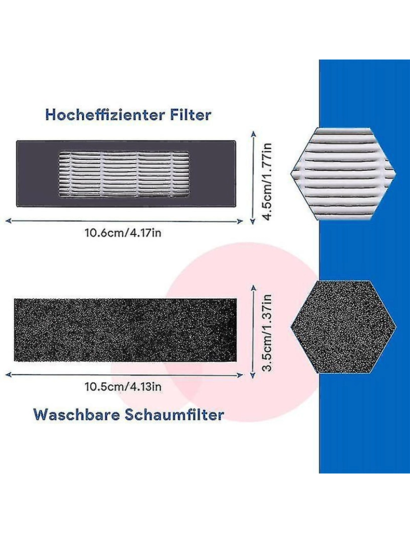 imagem de Filtro HEPA de escova lateral de substituição Compatível para Ecovacs DEEBOT 9504