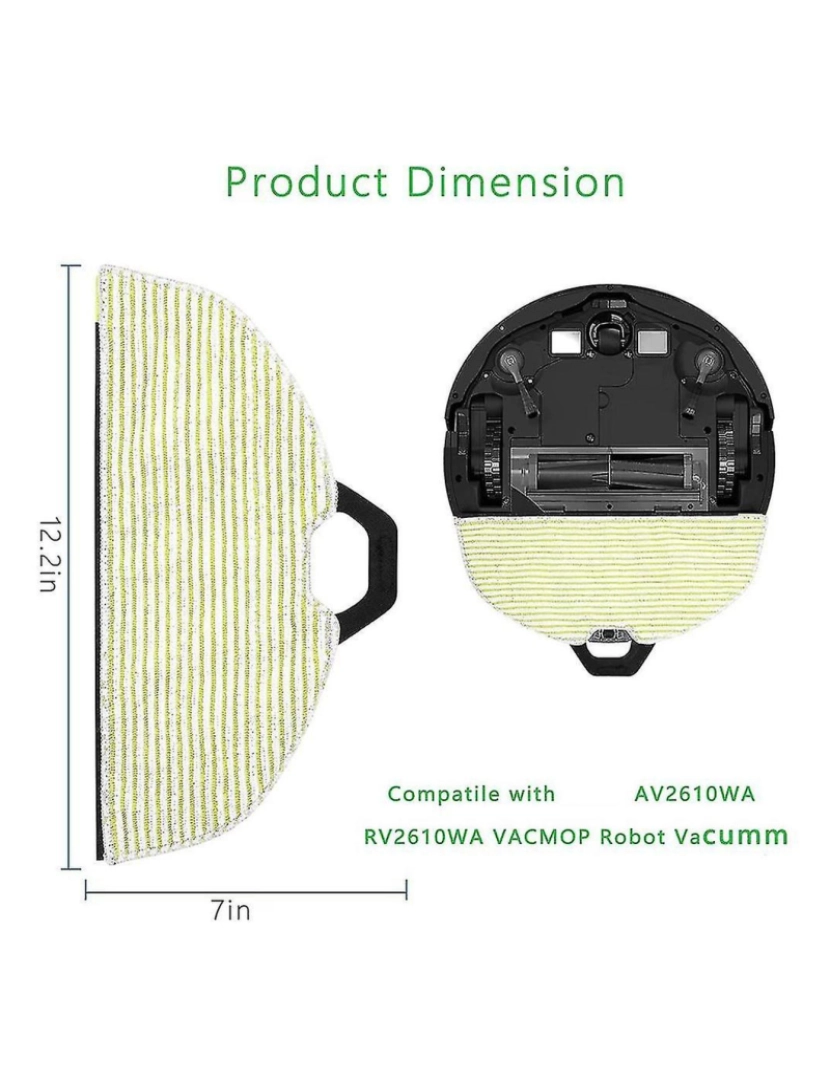 imagem de Almofada de esfregão de escova lateral compatível com acessórios de aspirador de pó Av2610wa Almofadas de pano de esfregão2