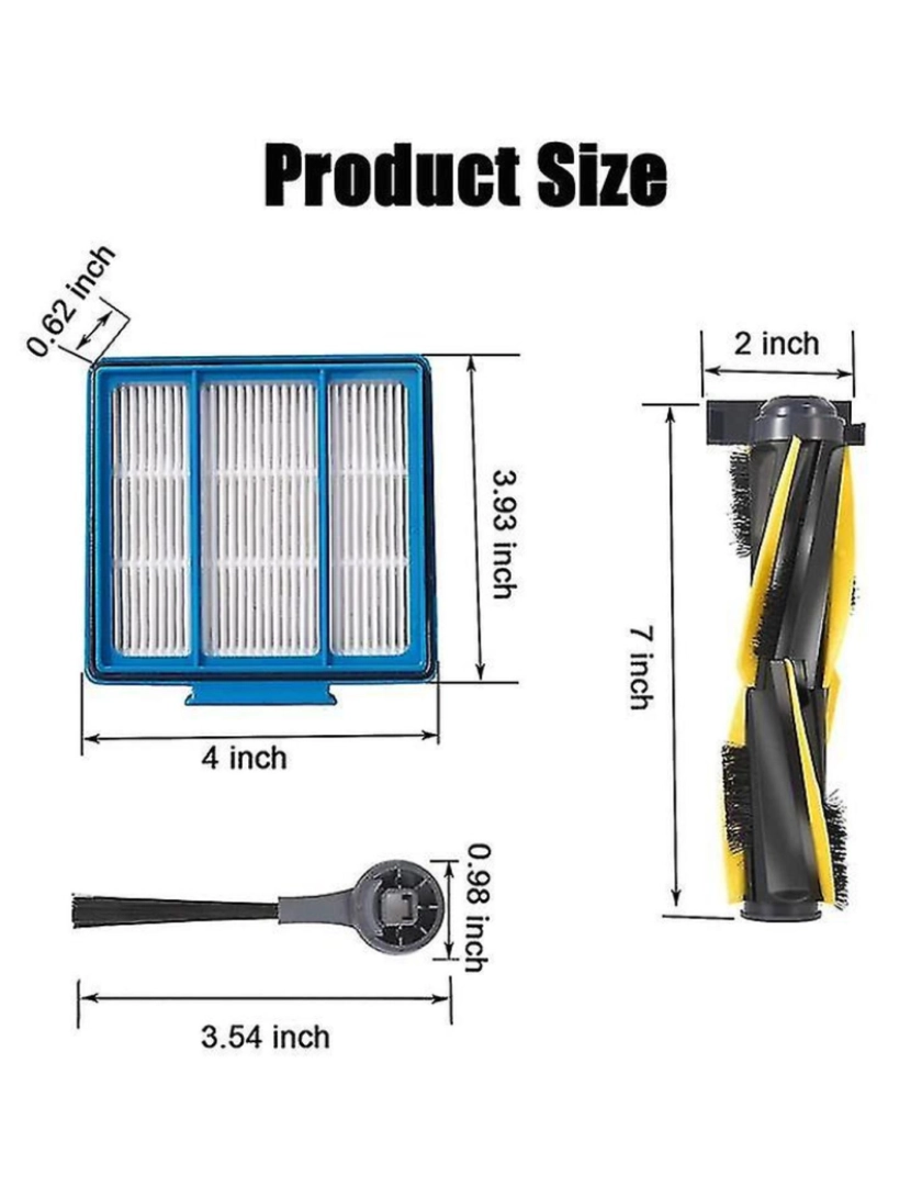 imagem de Peças de reposição Bruscos laterais da escova principal filtros HEPA para tubarão IQ RV1001AE RV101 Robot Vacuum CLE3