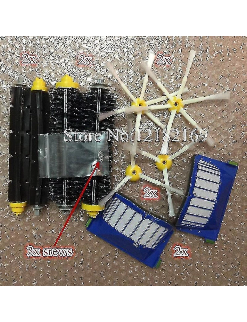 Crosmart - 2 Filtro Aerovac azul + 4 kit de pincel principal + 4 pincel lateral 3 Srews Substituição para iRobot Roomb