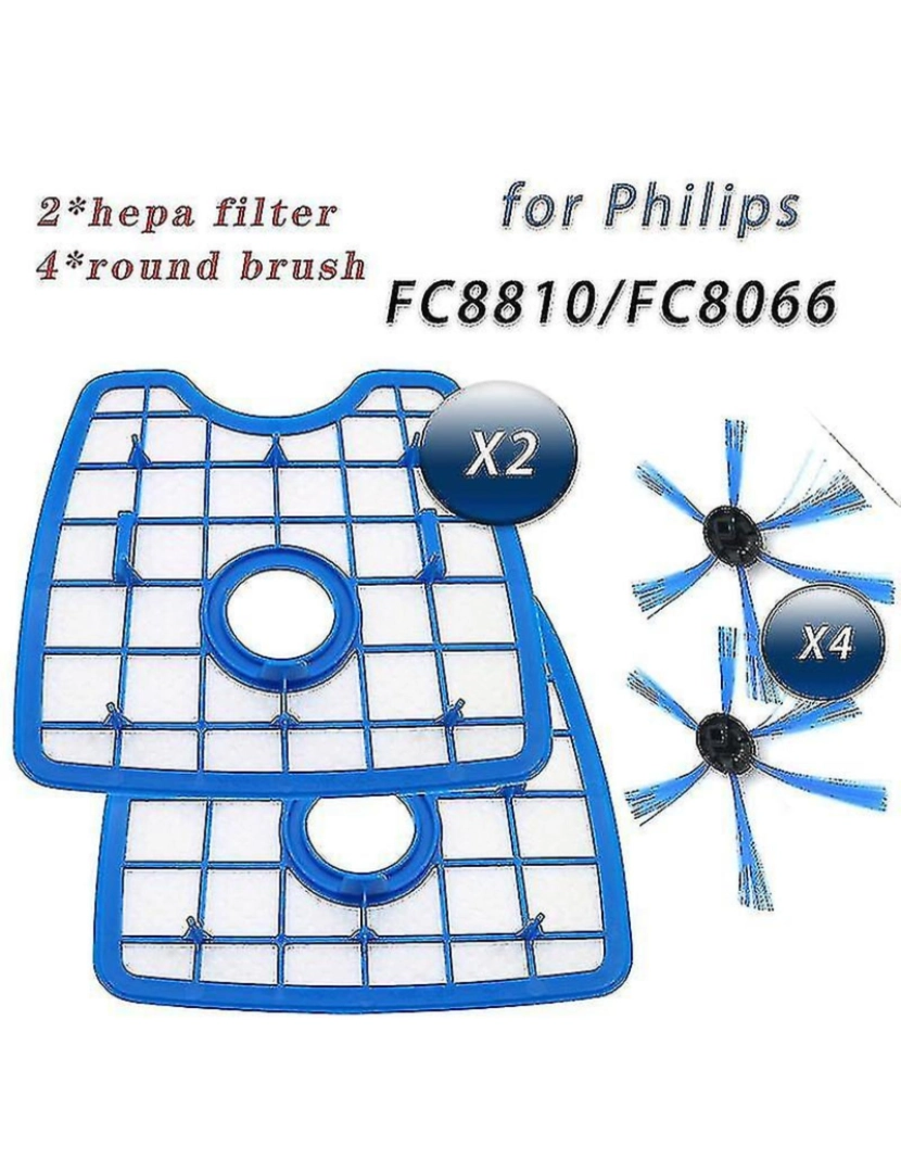 imagem de 6pcs/set pun cleaner 4round Brush e 2 filtro Screen para Philips Robot FC8066 FC8820 FC1