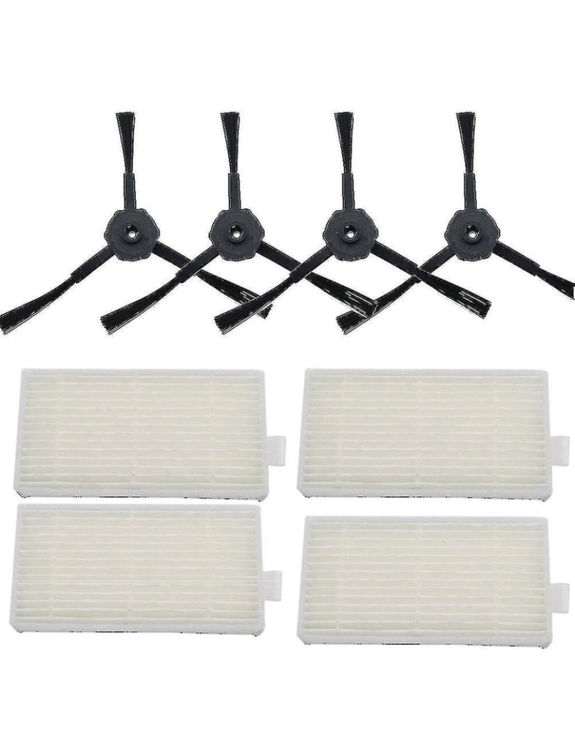 Crosmart - Brush lateral de 8pcs/lote 4pcs (2 par)+4pcs Filtros HEPA Bursh para Ecovacs CR120 X500 X600 Panda