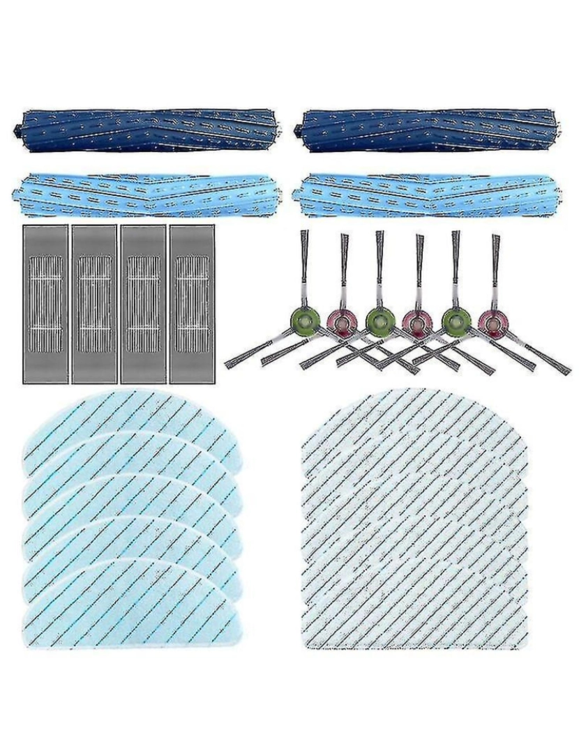 Crosmart - Rolo de borracha pincel de pincel de pincelados filtro de pano de lavagem para ecovacs deebot ozmo t9 aivi t9 t9pro t9 max t9 potência