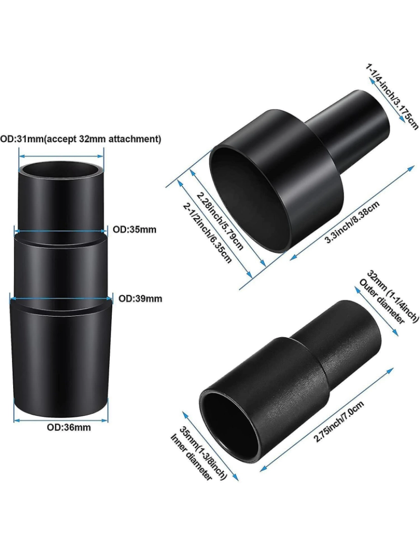 imagem de 3 peças a vácuo universal o vácuo de vácuo seco Redutores de acessórios Compatíveis a vácuo compatível2