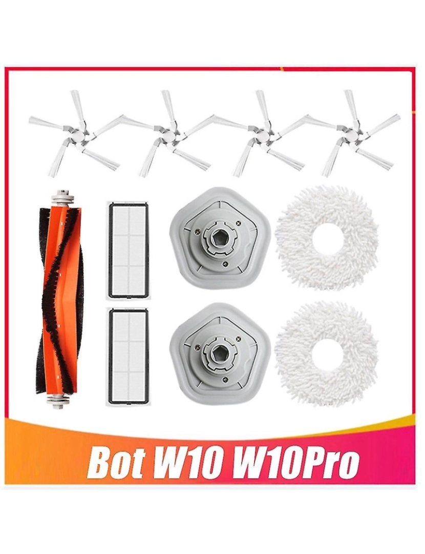 imagem de 11pcs Parte de substituição para W10/W10 PRO ROBOT ASPUUUM CLEATOR LAVABLE HEPA FILHO PRINCIPAL PRINCIPAL PRINCIPAL CLO2