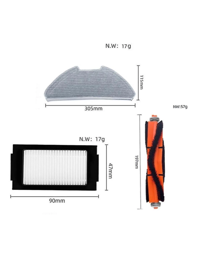 imagem de Peças de pano de esfregaços de filtro HEPA de escova lateral para 2 acessórios de pó de pó de pó de robô Pro / MJSTS14