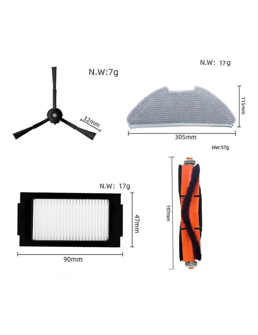 Crosmart - Peças de pano de esfregação de filtro HEPA principal / lateral para robô Pro / 2 Pro / MJSTS1 Vacuum Cleanne