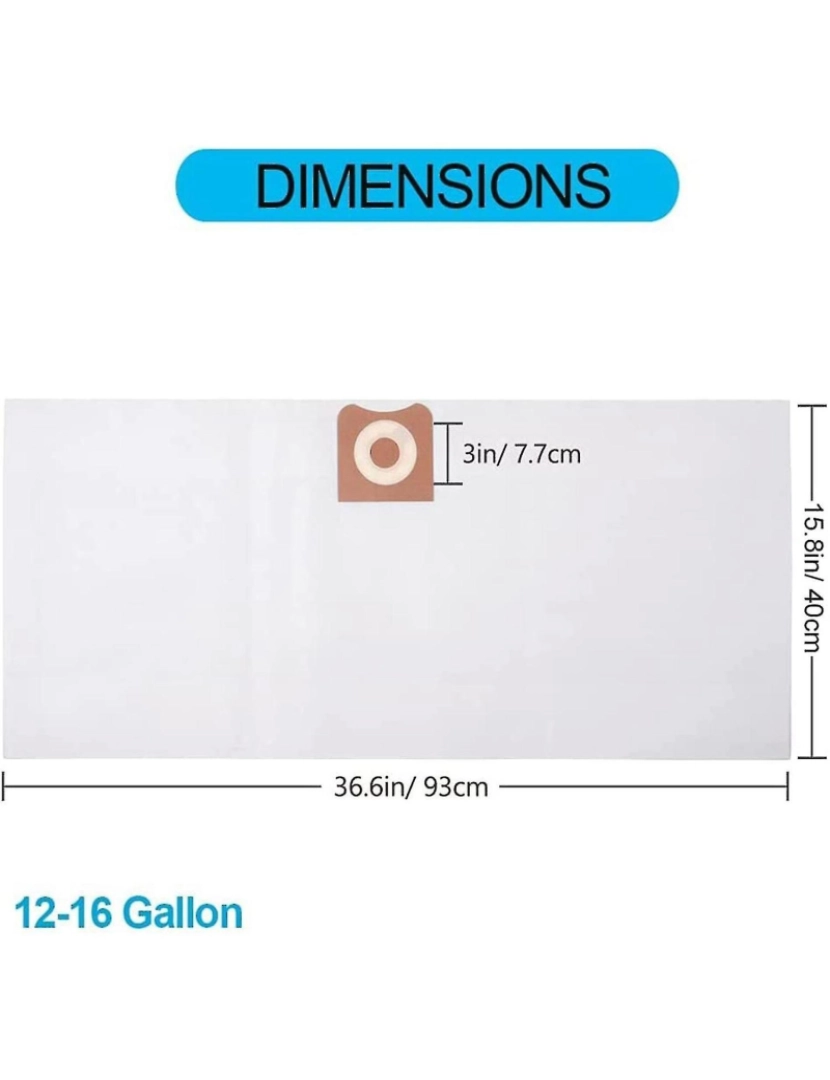 imagem de Pacote de 6 pacote VF3502 Soldições de poeira de alta eficiência por 12 a 16 galões Vacs úmidos/secos, filtro a vácuo4